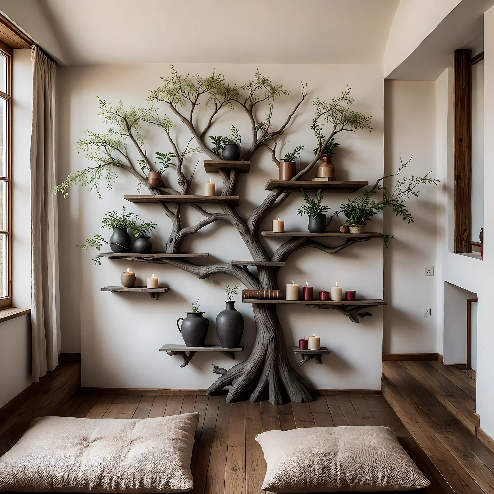tree branch bookshelf floating bookshelf bookcase decorative bookshelf handmade furniture living room decoration gift floating shelf