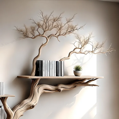 Tree branch bookshelf, handmade items, floating bookshelf, bookshelf, living room, bookshelf