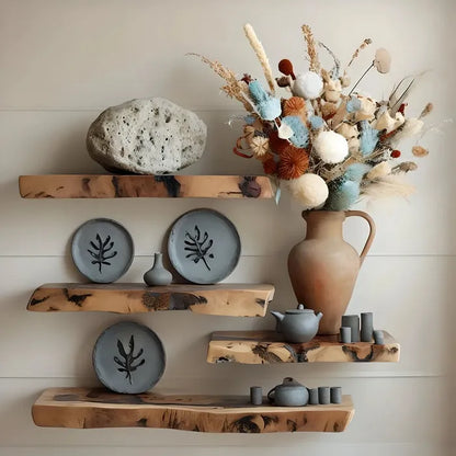 Premium Live Edge Floating Shelves - Wall-Mounted Wood Decor