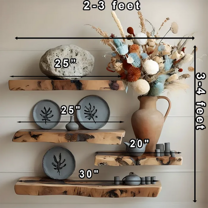 Premium Live Edge Floating Shelves - Wall-Mounted Wood Decor